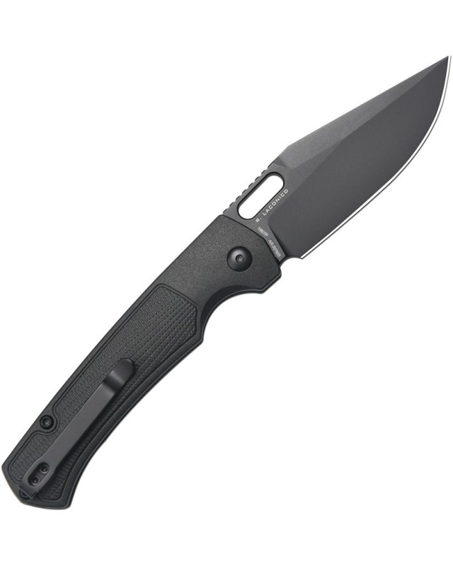 Artisan Cutlery Revel AR-RPM9 steel black PVD coated blade Button Lock Black FRN handle