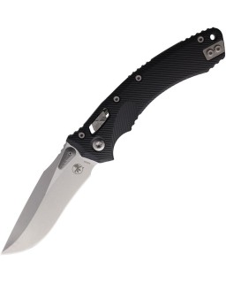 Microtech Amphibian Ram-Lok M390MK steel stonewash finish fluted black G10 handle