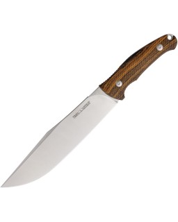 VIPER Trail fixed blade N690 steel stonewash finish bocote wood handle brown leather sheath