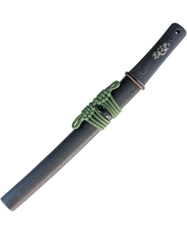 DRAGON KING Modern Tanto 1566 carbon steel copper habaki black G10 handle silver menuki