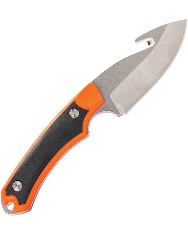BUCK Alpha Hunter Select full tang 420HC steel stonewash finish orange nylon handle black nylon sheath