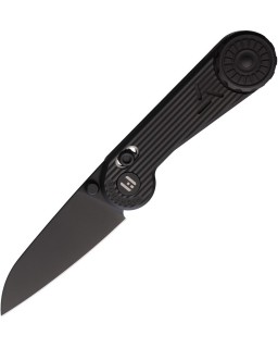 HIGHTRON Edgeplay folding knife M390 steel black PVD coated sheepfoot blade Black sculpted titanium handle AXIS Lock
