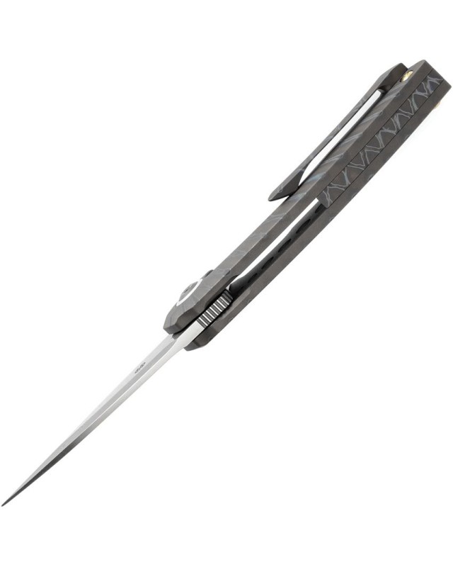 Kansept ODD 21 Pocket Knife Damascus Steel Flammed Titanium handle linerlock flipper