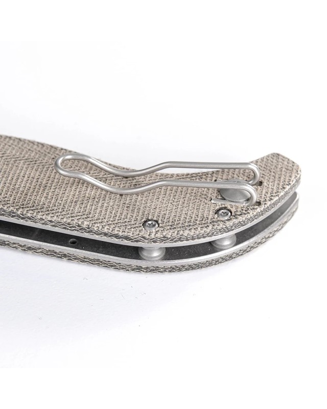 Vosteed Naga S35VN steel stonewash finish button lock green micarta handle bowie blade