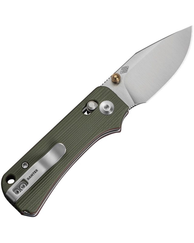 Civivi Baby Banter 2 folding knife 14C28N steel satin finish blade milled green G10 handle Crossbar lock