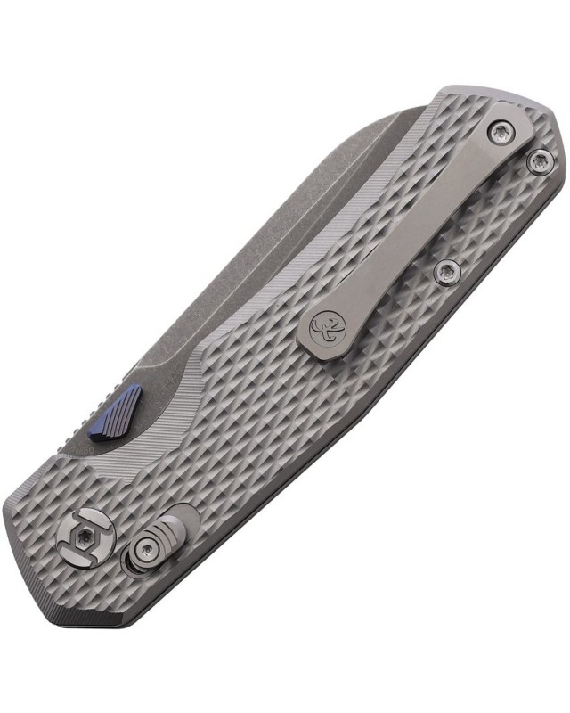 KUNWU Knives Chad PM60 steel stonewash finish Crossbar Lock Titanium handle