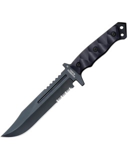 Halfbreed Blades Large Infantry Knife Gen 2 Full Tang D2 Steel black Teflon coated steel black G10 handle Black kydex sh