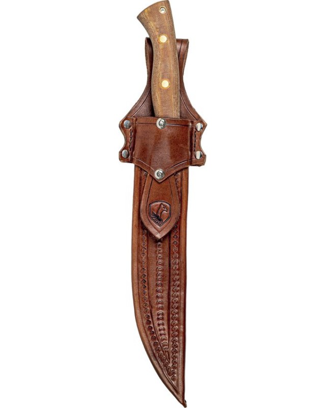 CONDOR Hmong Machete full tang 1075HC carbon steel blasted finish natural micarta handle brown leather sheath