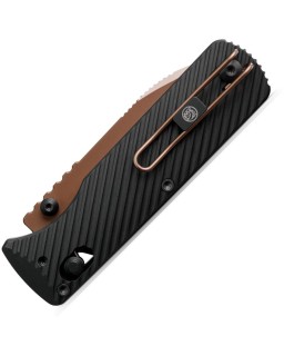 VOSTEED Vombat Zulu shape blade M390 premium steel Copper Dune finish Crossbar Lock black Aluminum Handle A4107