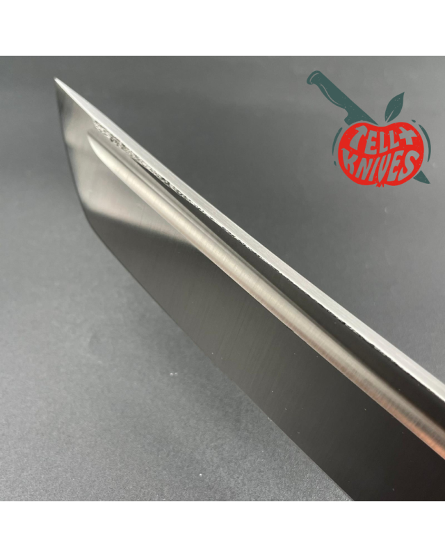 Sergey Shidlovskiy Custom Knives Model Blood Tanto forged Bohler N690 stainless steel silver nickel guard canva micarta 