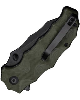 Civivi Natterjack 14C28N steel blackwash finish blade sculpted OD Green G10 handle flipper button lock