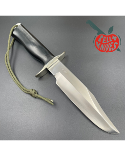 Randall Buxton Fighter Full Tang Stainless steel nickel silver hilt black micarta handle brown leather sheath