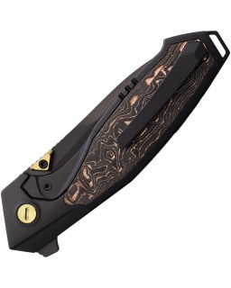 Remette King Fisher M390 premium steel blackwash finish Black Titanium handle with Copper foil and Carbon Fiber inlay fr