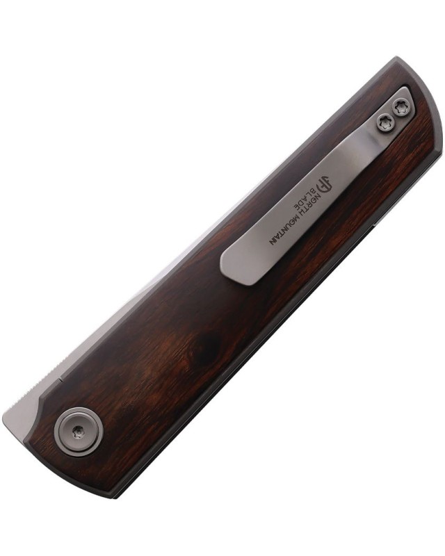 North Mountain Blade Chop 4 SAN MAI Tanto SLD-Magic Steel Linerlock Ironwood handle Front Flipper