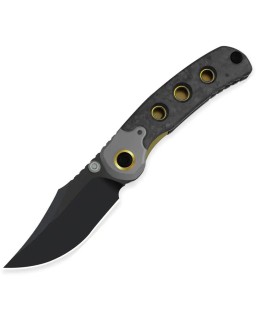 KIZER Cutlery Pioneer Linerlock M390 premium stainless steel black DLC finish blade Titanium and Marble Carbon Fiber Han