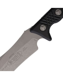 Microtech Arbiter Fixed Blade Apocalyptic finish M390 premium steel blade full tang Black G10 handle black kydex sheath