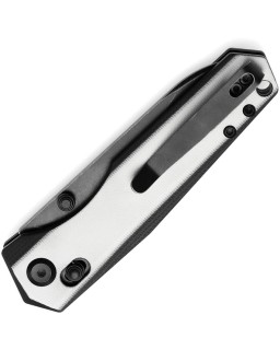 Tenable Beaver Folding Knife Black and White G10 Handle blackwashed Nitro-V steel Blade crossbar lock