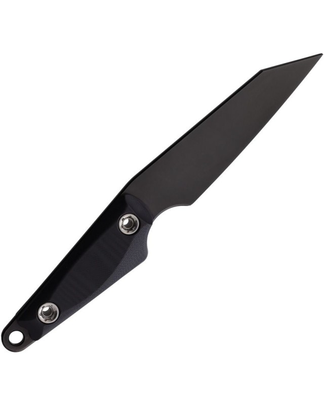 1881 Knife Works UDT Full tang black coated 1095HC steel Fixed Blade Black G10 handle Brown leather sheath