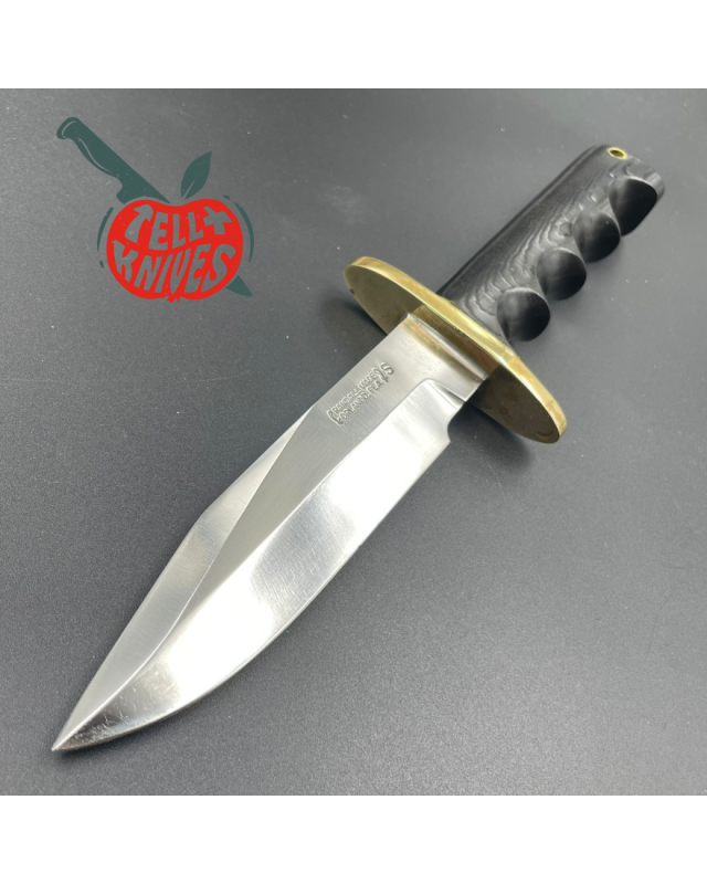 Randall Made Knives Vintage 70ies Model 15 5.5 Airman forged stainless steel black micarta four fingers grip handle bras