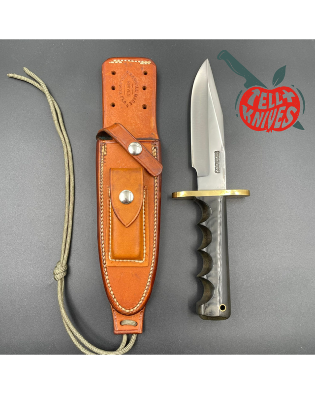 Randall Made Knives Vintage 70ies Model 15 5.5 Airman forged carbon steel black micarta four fingers grip handle brass g