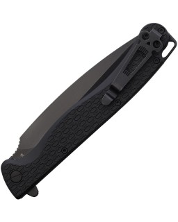 Daggerr Knives Vendetta Linerlock 8Cr14MoV stainless steel dagger blade blackwash finish Black FRN handle