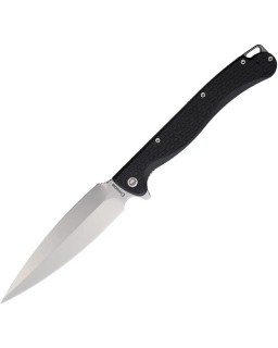 Daggerr Knives Vendetta Linerlock 8Cr14MoV stainless steel dagger blade stonewash finish Black FRN handle