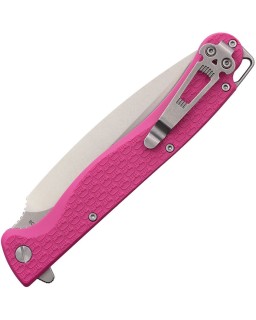Daggerr Knives Vendetta Linerlock 8Cr14MoV stainless steel dagger blade stonewash finish Pink FRN handle