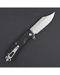 Daggerr Knives Powie Linerlock 8Cr14MoV stainless steel clip point blade stonewash finish Black FRN handle