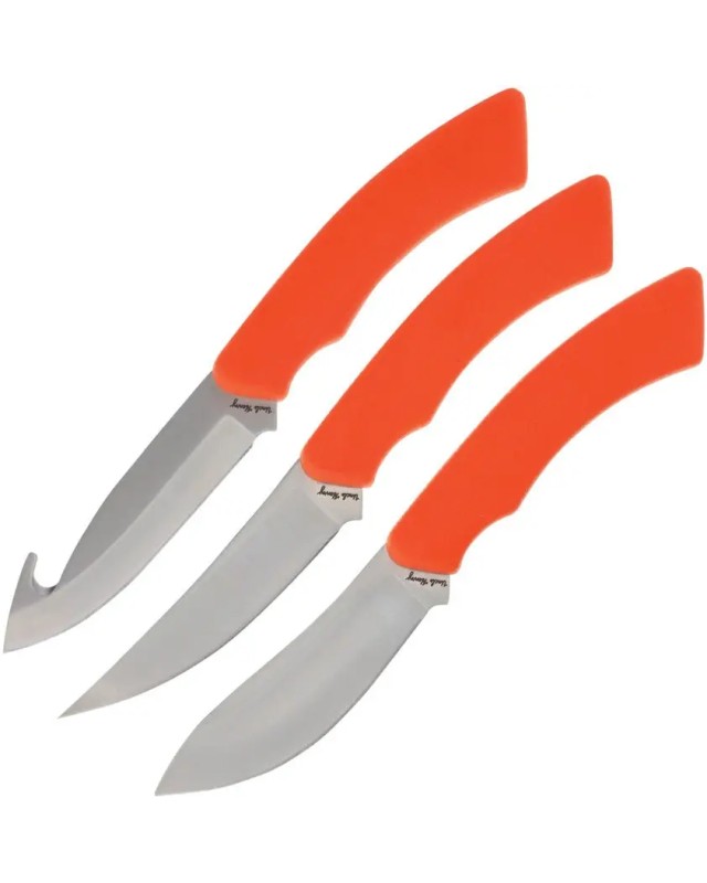 SCHRADE Uncle Henry Hunter Combo 3 knives set Orange TPE Handle black nylon Sheath