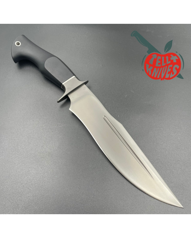 Michal Komorovsky Hunting Knife ELMAX steel black DLC coating Black G10 handle black leather sheath