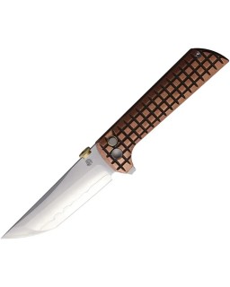 North Mountain Blade Chop2 SAN MAI Tanto SLD-Magic Steel Button Lock Copper handle .45ACP thumb disk Flipper