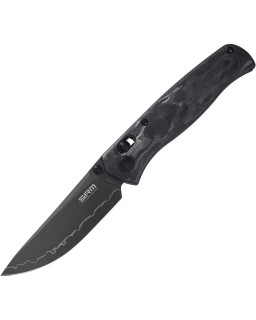 SRM Knives 255L-FB2 folding knife Laminated 140Cr steel blade Shredded Carbon Fiber handle Crossbar Lock