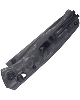 SRM Knives 255L-FB2 folding knife Laminated 140Cr steel blade Shredded Carbon Fiber handle Crossbar Lock