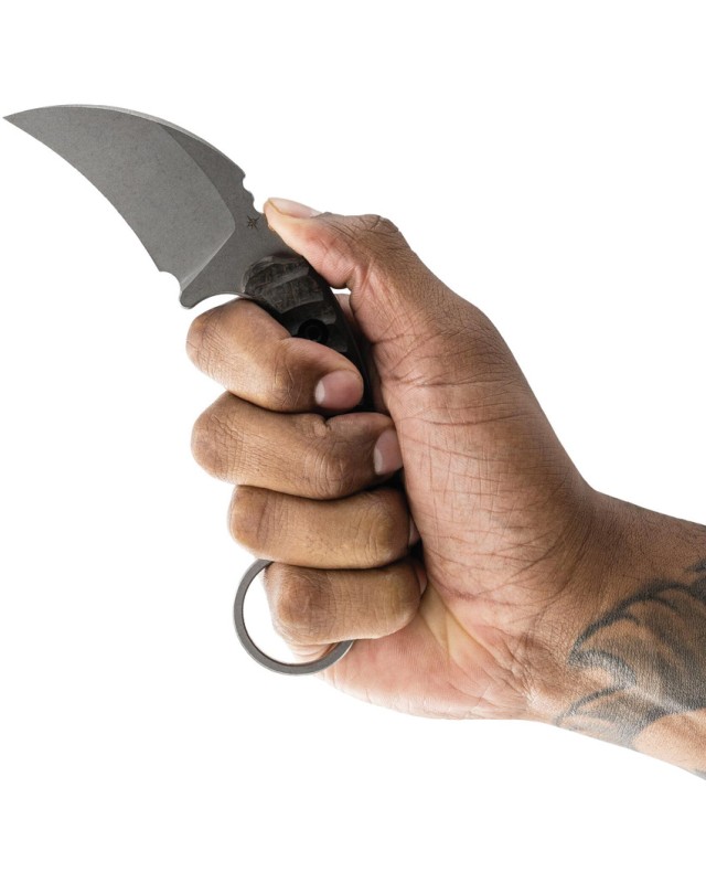 Toor Karsumba Curved Fixed Blade Stonewashed CPM-154 Steel Micarta Handle