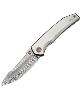 We Knife Co. Ryson Framelock Damasteel blade Silver Titanium Handle