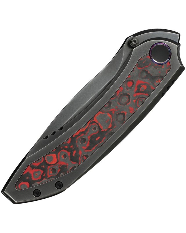 WeKnife Winsome Nested M390 stainless steel grey polished finish blade Framelock Black Titanium Handle Lava Flow Fat car