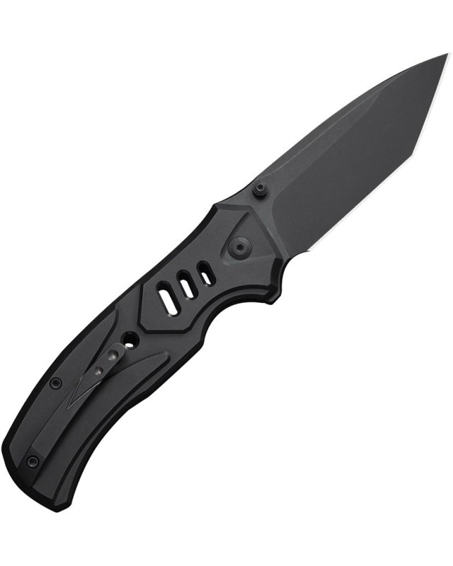 We Knife Co. Zentron Buttonlock M390 Premium Steel blackwash finish Tanto blade black Titanium Handle