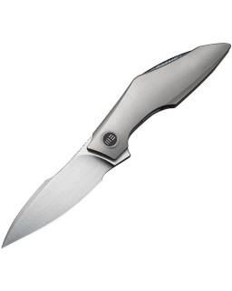 We Knife Co. Krait Snake Nested Framelock M390 premium steel satin finish recurve harpoon blade silver titanium Handle