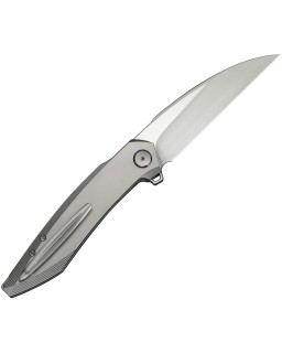 We Knife Fluxor Nested Linerlock Satin Bohler M390 Stainless Steel Gray Titanium Handle