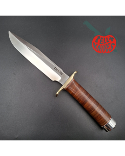 Randall Made Knives Model 1-7  forged carbon steel blade brass guard Duralumin pommel stacked leather handle