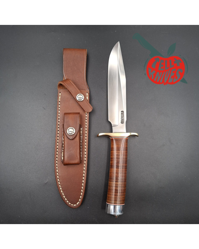 Randall Made Knives Model 1-7  forged carbon steel blade brass guard Duralumin pommel stacked leather handle