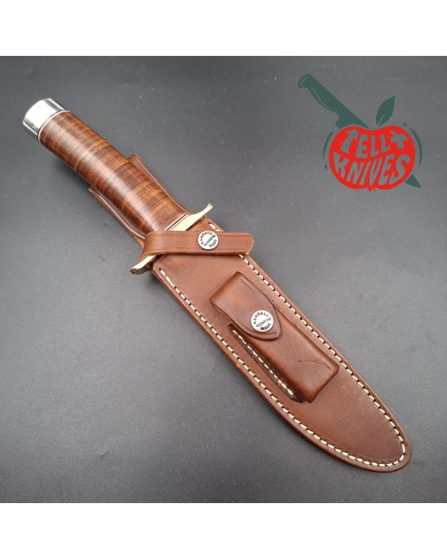 Randall Made Knives Model 1-7  forged carbon steel blade brass guard Duralumin pommel stacked leather handle