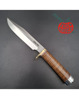 Randall Made Knives Model 5-6  forged carbon steel blade brass guard Duralumin pommel stacked leather handle