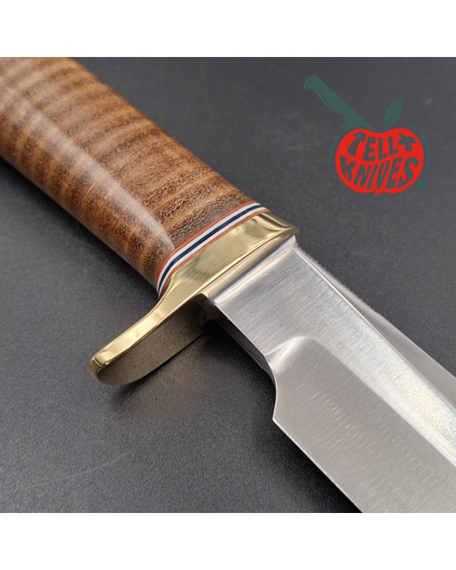 Randall Made Knives Model 5-6  forged carbon steel blade brass guard Duralumin pommel stacked leather handle