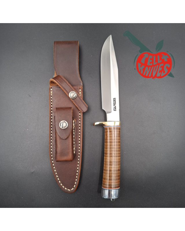 Randall Made Knives Model 5-6  forged carbon steel blade brass guard Duralumin pommel stacked leather handle
