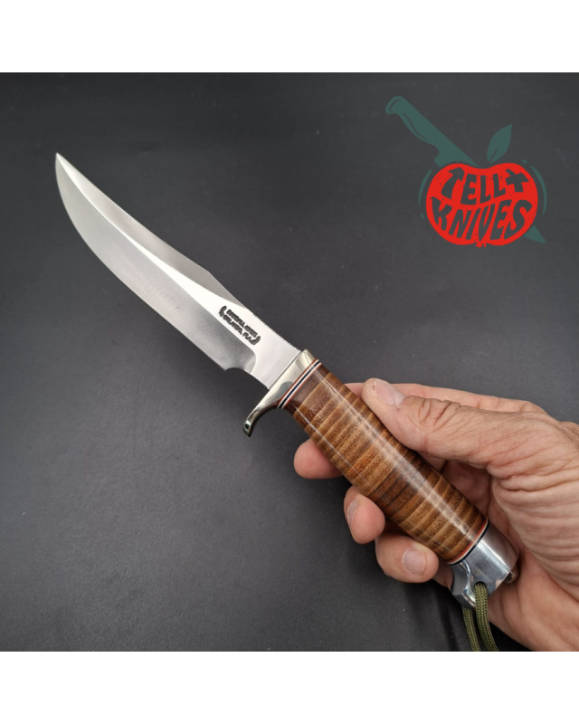 Randall Made Knives Model 12-6 Little Bear forged carbon steel nickel silver guard stacked leather handle