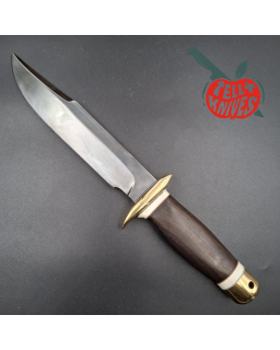 La Grotte du Loup Custom Fighting Knife forged carbon steel blade brass guard and pommel ebony handle