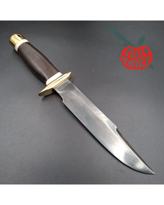 La Grotte du Loup Custom Fighting Knife forged carbon steel blade brass guard and pommel ebony handle