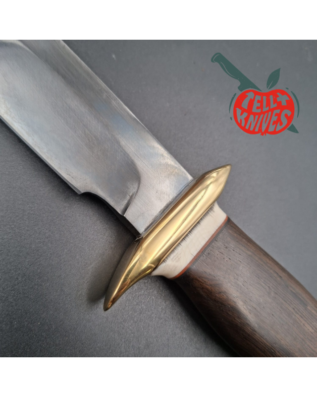 La Grotte du Loup Custom Fighting Knife forged carbon steel blade brass guard and pommel ebony handle