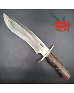 Randall Made Knives Model Sasquatch Large forged carbon steel walnut handle nickel silver guard brown leather sheath